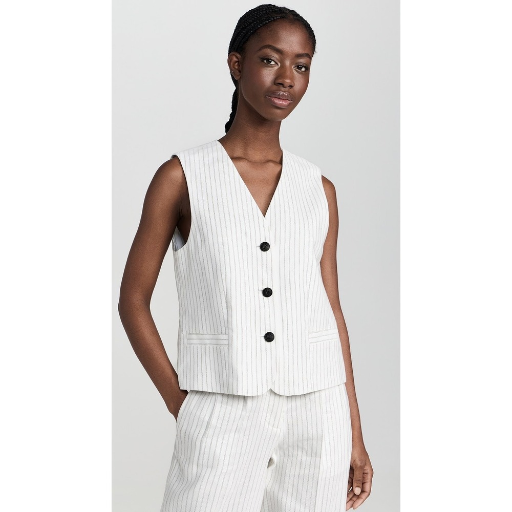 NWT Rag & Bone Erin Linen Vest / Size Small / $378 Retail / White Striped